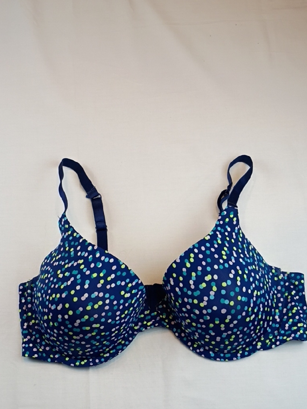 #1138 Undies Navy Dot Underwire Bra - Women's Polka Dot Support
